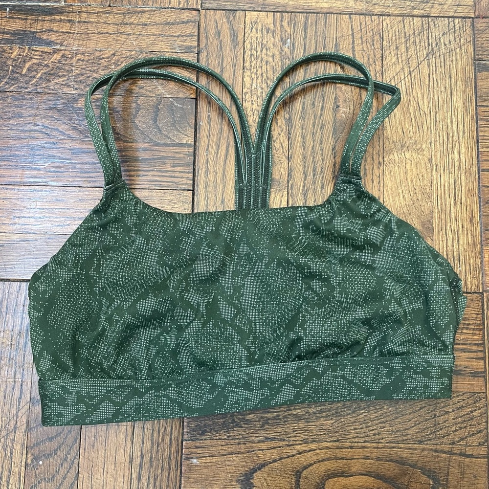 Green Snake Print Sports Bra